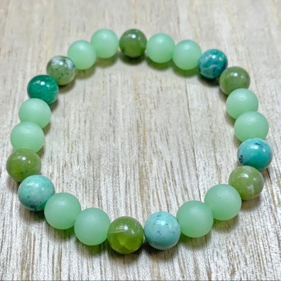 Green Turquoise & Jade Chakra Bead Bracelet - Picture 7 of 10